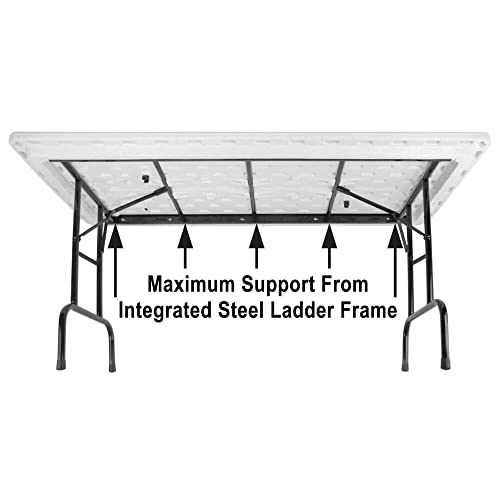 Correll 30"x72" Commercial Folding Table, Gray Granite Light Weight, Waterproof, Virtually Indestructible Blow Molded Plastic Top, Steel Ladder Frame, Made in The USA by CORRELL, INC. - Image 2