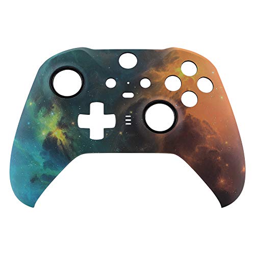 eXtremeRate xbox one elite series 2 (モデル1797)コントローラーに対応用交換フェースプレートシェル、星空のデザインxbox elite series 2 coreコントローラー対応用ソフトタッチ正面シェルケース&アク
