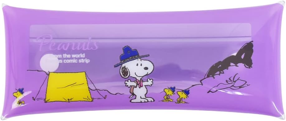 Snoopy 0234 Womens Pencil Case, Pencil Case, Accessory Case, Glasses Case, Clear Multi Case, L Size, Slim