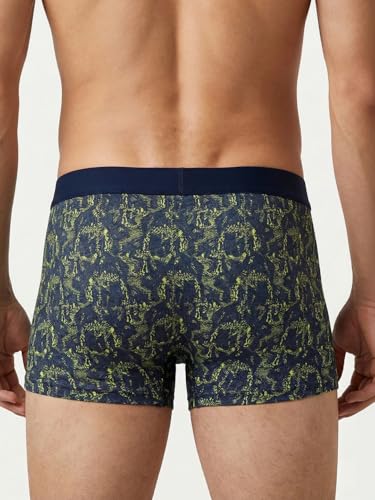 Image of BONO Mens Trunks Pack of 2 Cotton Underwear Breathable Printed Anti-Bacterial Underwear Men Trunk with No Marks Nylon Buffed Stretchable Waistband