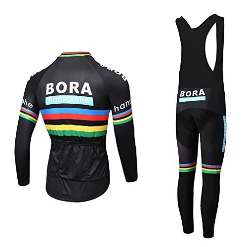 Foto von Linarun Herren Radtrikot Set Fahrradtrikot Langarm + Fahrradhose mit 5D Sitzpolster Rennrad Trikot Fahrradbekleidung Atmungsaktiv und Schnell Trockend