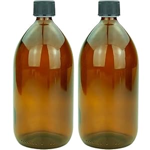 Mikken 2 braune Glas Laborflaschen 1000 ml