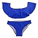 JIANLANPTT Pretty Sexy Bandeau Ruffled Bikini Women Flounce Strapless Swimsuit Swimwear Bathing Suits Blue M(US2-4)