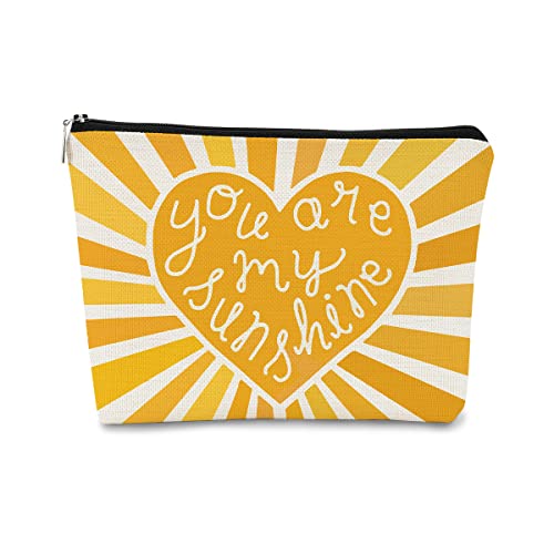 BARPERY Bolsa de Maquillaje con Texto en inglés You Are my Sunshine, Regalo Inspirador para Hija, Profesor, Agradecimiento, Navidad, recuperación, Amarillo