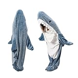 Shark Blanket - Coperta squalo - in morbidissima e accogliente flanella con cappuccio, tuta squalo, coperta squalo con cappuccio, sacco a pelo squalo indossabile per adulti e bambini M
