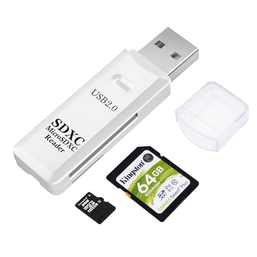 AIYEEN USB2.0 Lector de Tarjetas SD/TF, USB 2.0 480Mbps Adaptador de Tarjeta de Memoria OTG de Doble Ranura para Tarjetas de Memoria TF/Micro SD/SD/SDXC/Micro SDXC/Micro SDHC (Blanco)
