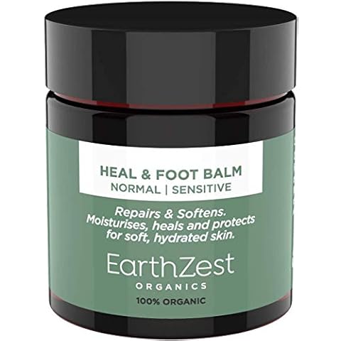 Foot Cream Day & Overnight Treatment by EarthZest Organics. Award-winning Heal & Foot Balm for Cracked Heels, Dry Skin, Fungal Nail & Athletes Foot - 100% Organic, 100% Natural, Certified Vegan. Safe & Beneficial for Diabetics. With Certified Organic Shea Butter, Apricot Kernel Oil & Peppermint Oil. Long-lasting 60g Jar. NO Synthetics or Water. Highly Concentrated, Effective & Long-lasting Cover