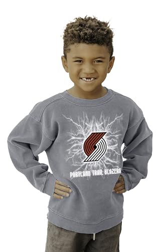 Portland Trail Blazers NBA Officially Licensed Youth Crewneck Sweatshirt Ringspun Electric Gray, Medium