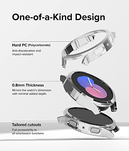 Image of Ringke Slim Case [2 Pack] Compatible with Samsung Galaxy Watch 5 40mm, Watch5 Bezel [Frame Only] Premium PC Hard Thin Cover - Clear & Chrome