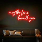 HFHungkeong May the Force be with you Neonschild,LED Acryl Neonschild Gesegnet mit Aufhängekette für Schlafzimmer und Wohnzimmer,das perfekte Geschenk für männliche Fans,5V USB-Stromversorgung