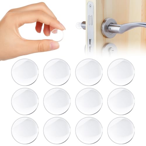 Vicloon Butée de Porte Transparent Adhésive, 12PCS Butoirs de Porte en Silicone, 20 X 5 mm Protections Murales de Poignées de Portes, pour Placards,...
