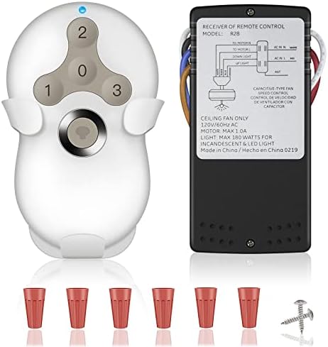 Universal Ceiling Fan Remote Control Kit for Hunter, Harbor Breeze, Hampton Bay, 3-Speed Control with Dimmer, Replace for Hunter 99122 99123 99600, Learn Key