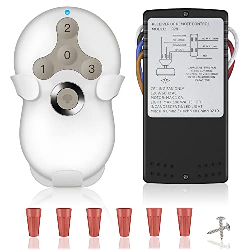 Universal Ceiling Fan Remote Control Kit For Hunter, Harbor Breeze, Hampton Bay, 3-Speed Control With Dimmer, Replace For Hunter 99122 99123 99600, Learn Key #TOP2