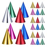 ZUNOXAZ Lot de 30 Chapeaux Coniques Métallisés en Papier Multicolores avec Élastique ...