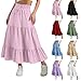 Girls Boho A-Line Maxi Skirt - Elastic High Waisted Summer Casual Tiered Flowy Long Beach Skirts for 4-15 Years