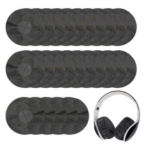 200 fundadeCubiertadeAuriculares, Fundasparaalmohadillasauriculares, Auriculareselásticosfundas, Auriculares No Tejidas Cubierta, adecuados para Auriculares de 11 a 12 cm de Ancho (Negro)