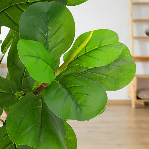 GarveeHome Artificial Fiddle Leaf Fig Tree 5.8ft Tall with 65 Decorative Leaves, Fake Fig Silk Tree in Pot, Artificial Tree in Plastic Pot for Home Office, Living Room, Corner Decor Indoor