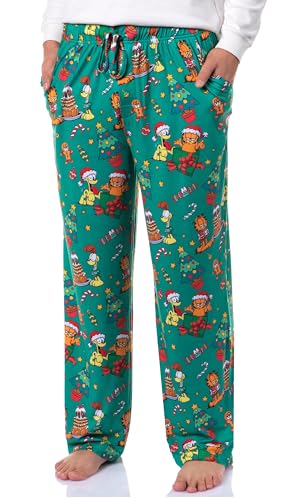 Garfield Comic Men's Christmas Sleep Tossed Print Pajama Pants for Adults