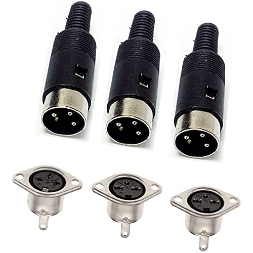 Conector DIN de 3 pines macho y hembra para montaje en paneles de sistemas de sonido analógico