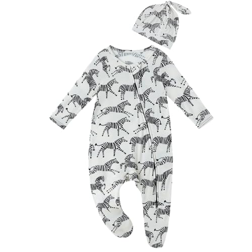 Image of Baby One-Piece Footies Long Sleeve Rompers 2-Way Zipper, Viscose from Bamboo Baby Bodysuit Clothes for Boys Girls