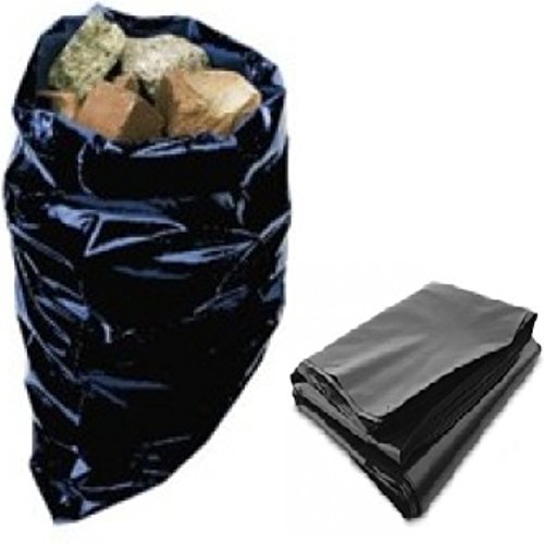 100 Strong Heavy Duty Large Black Plastic Polythene Builders Bags Size 20 x 30 / 500 x 750mm Durable Rubble Brick Gravel Sand Aggregate Wood Timber Storage Sacks by UKPS