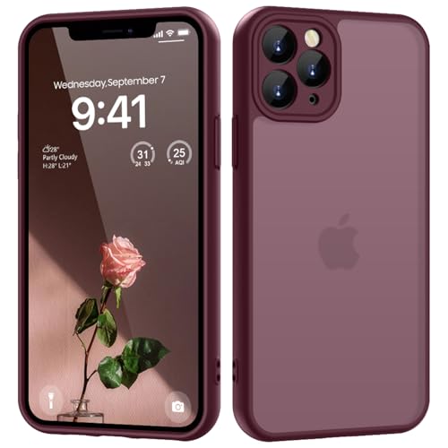 KPPIT for iPhone 11 Pro case Shockproof Military Grade Drop Protection Frosted Translucent for iPhone 11 Pro Phone case Wine Red