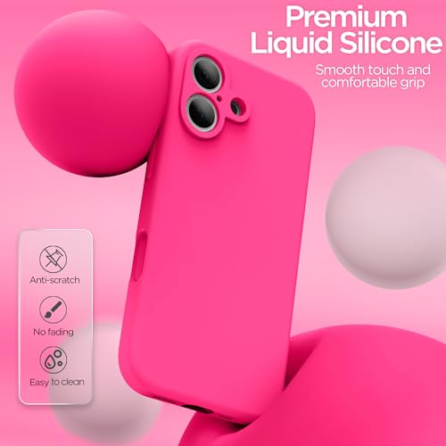 INGIDO for iPhone 17 Case, Liquid Silicone Cover with Camera Protection Anti-Scratch Soft Microfiber Lining Shockproof Protective Phone Case for iPhone 17 6.3", Hot Pink by INGIDO - Used condition - Image 4
