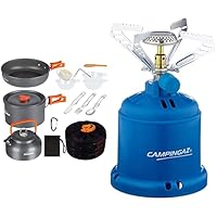 OVERMONT Camping Kochgeschirr Set & Campingaz 40470 206 S Campingkocher, Gaskocher 1-flammig für Camping, Festivals oder Wanderungen, 20 x 15 x 40 cm