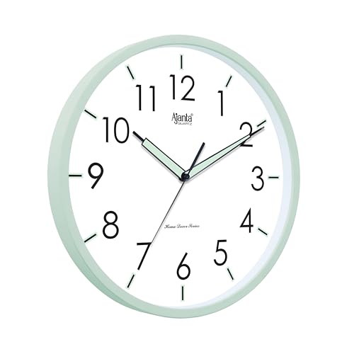 Image of Ajanta Wall Clock - Pista Green - Silent Sweep Movement - 12 Inch Round Analog Clock for Home, Kitchen, Office - Model 10067