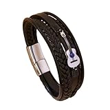 HUIANGLIYG Pulsera Unisex De Cuero Negro Clásico Multicapa, Hecha A Mano Con Cuerda Tejida, Estilo Violín. Regalo Ideal Para Amantes De La Música. 21 Cm.