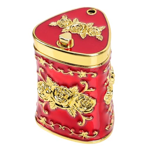 Veemoon Boîte à Cure-Dents Rétro en Plastique Rouge Motif Floral en Relief, Facile à Utiliser et Pratique pour Fêtes et Festivals