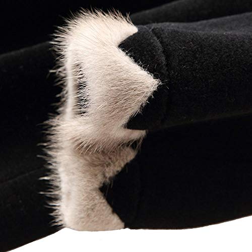 Zoreline Women Heavy Coats Pure Wool Jackets Winter Loose Long Warm Outerwear Real Mink Fur Collar Overcoat Fashion Clothes Xl Black #TOP6