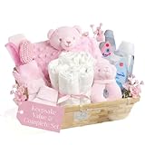 Newborn Baby Girl Gifts Hamper Baby Gift Set with Beautiful Baby Essentials Including Plush Teddy Bear Comforter & Rattle - Perfect for Welcoming a New Baby Girl Gift