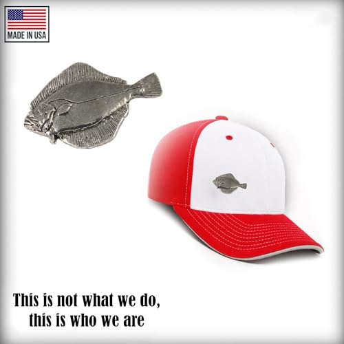 Flounder Fish Pin, Pewter, S063, 1 1/4”, Flatfish species. Demersal fish, Lapel, Hat, Pins, Brooch, Jewelry, Gift, 100% Handmade in the USA, Over 200 Fish Designs Available.4