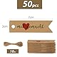 MEJOSER 50 Stück Geschenkanhänger Mit Liebe Gemacht Etiketten Anhänger Handmade with Love Handgemacht Anhänger Hochzeit Kommunion Taufe Handmade Label mit Schnur Braun Etiketten Gastgeschenke