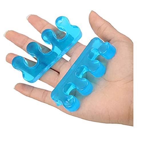 Bcurb Toe Gel Separators Spacers Straightener Alignment Spreaders and Stretchers for Relaxing Toes Sports Pedicure Men and Women (Blue - 1 Pair Toe Gel Separator)