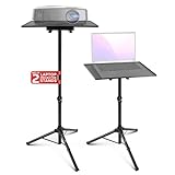 Pyle Adjustable Laptop Tripod Stand – Universal Metal Device Mount with Angle Tray for Notebook, DJ Mixer, Audio Gear, Portable Foldable Design for Stage, Studio, Musicians & Engineers (2-Pack)
