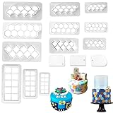🍪 15 Stück set: Unsere ausstechformen haben insgesamt 4 Formmuster+ Schaber mit 3 Formdesigns, mit Quadrat, Sechseck, Fischschuppen, Spitze; Jedes Formmuster hat 3 Größen, insgesamt 12 Größen, Sie können Ihre Kuchen und Kekse nach Belieben gestalten. (Größe wie auf dem Bild)