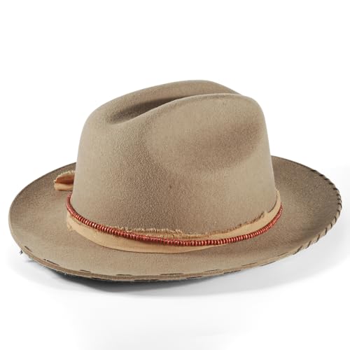Image of Open Road Hat Fedora Hat Pure Wool Felt Hat Vintage Rancher Hat Airway Vented Panama Hats for Men Women