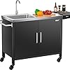 Gdlf outdoor grill table with sinkmetal grill cart outdoor kitchen island with stainless steel sinkl57w2165  urban country home decor