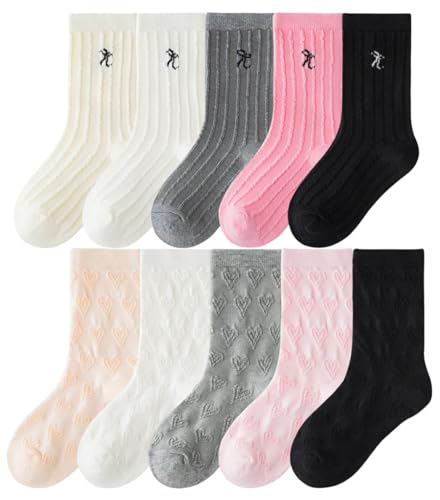 Toptim Kids Girls' Socks Retro Stripes Hearts Cute Cotton Casual Dress