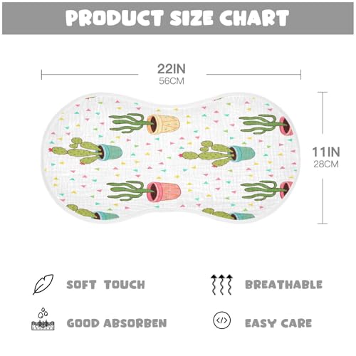 Cartoon Cacti Burp Cloths Cotton Baby Washcloths,Large 22x11in Burping Cloth Absorbent and Soft for Newborn Baby Boys and Girls,1 Pack4