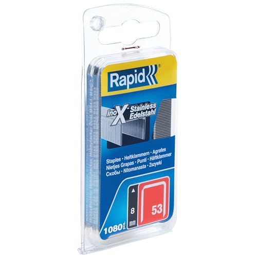 Rapid Caja de Grapas para Textil N.º53 de Alambre Fino de Acero Inoxidable, 10 mm – 1.080 Grapas