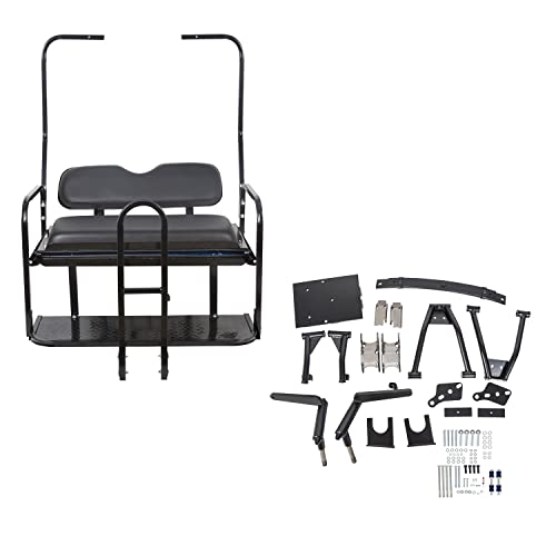 ECOTRIC 6 Double A-Arm Golf Cart Lift Kit & Rear Back Flip Seat Kit W-Free Grab Bar & Roof Support Compatible with 1982-2000.5 Club Car or Electric Golf Carts DS Models 2 Packages
