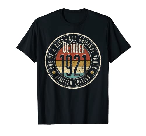 101 Años Octubre 1921 Nacido en 1921 Cumpleaños 101 Camiseta
