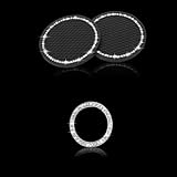 GODTERA Bling Engine Start Stop Button Cover Crystal Car Cup Holder Coaster Compatible with Mitsubishi Car Logo Decal Emblem Sticker Interior Accessories Set(Small-S)