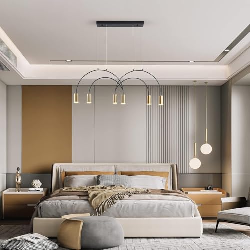 Lustre moderne en métal doré et noir avec 6 spots LED dimmables