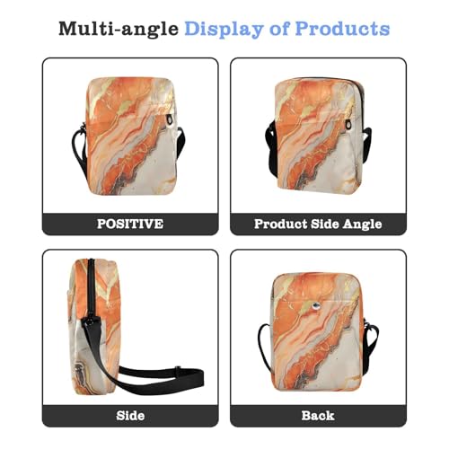 Orange and Gold Marble Texture messenger bag Small Crossbody Bag Women Woman Shoulder Handbags Adjustable Strap for Travel Outdoor Daily4