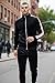 SCREENSHOT-V11080 Mens Streetwear Slim Fit Spandex Plush Velour Track Jacket - Premium NYC Athletic Fashion Side Taped Top-BK/WH-Medium