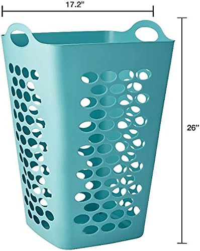 Miniatura 4 de CR-FUSE Mainstays - Cesta de lavandería cuadrada flexible color verde azulado, gran cesta de lavandería de 26 pulgadas (paquete de 2)